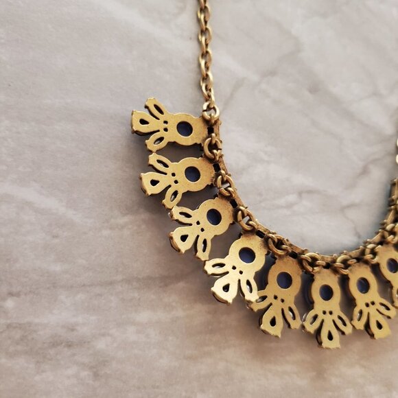 💙 J.Crew Blue Black Rhinestones Crystals Iridescent Cluster Statement Necklace - Picture 13 of 15